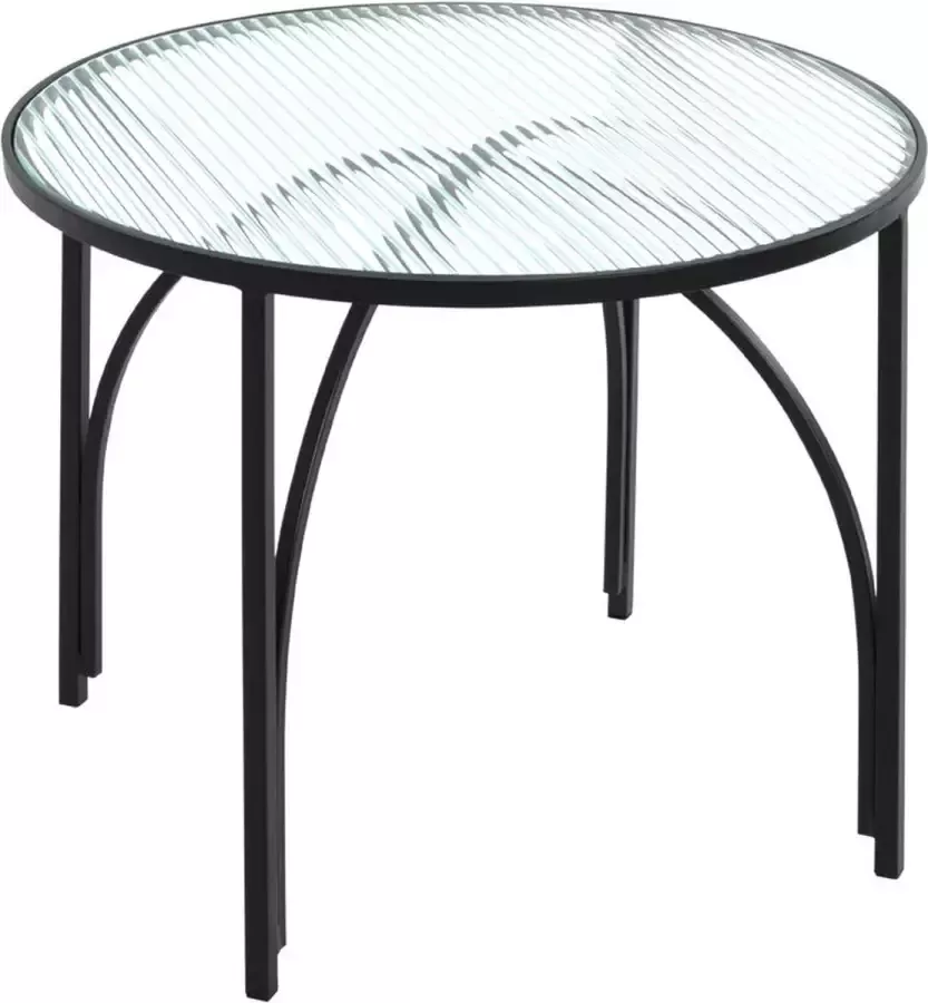 HK-Shop Bijzettafel – Veiligheidsglas met golvend decor – Rond design – 50 cm diameter 40 cm hoog