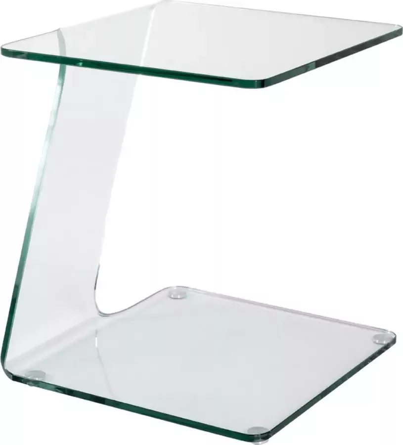 HakuShop Bijzettafel transparant Veiligheidsglas Artistiek 45x45x51cm