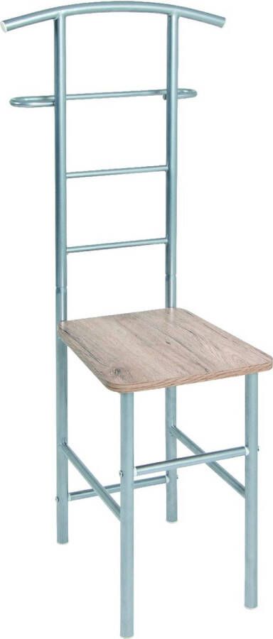 HakuShop Dressboy met stoel Modern afgewerkte kledingstandaard Alu-zilveren stalen buizen MDF zitting Kledinghouder 46 x 50 x 119 cm - Foto 2