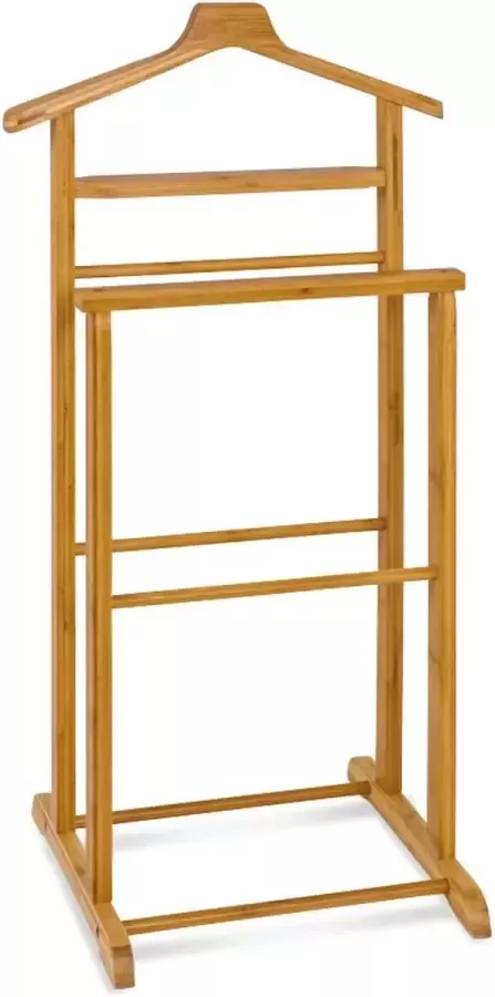 HK-Shop Dressboy – Bamboehout naturel gelakt – Met kledinghouder – 48 cm breed 36 cm diep 97 cm hoog
