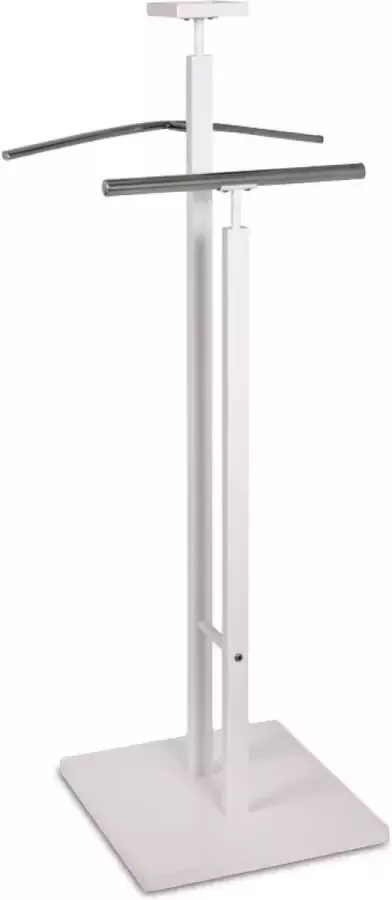 HakuShop Dressboy van metaal en MDF Kledingstandaard met verchroomde beugels Hoogglans witte kledinghouder 33 x 33 x 109 cm
