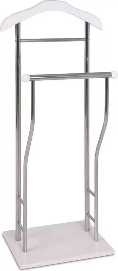 HakuShop Dressboy van metaal en MDF Kledingstandaard met verchroomde buizen Witte voetplaat Kledinghouder 45 x 30 x 110 cm