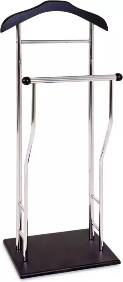 HakuShop Dressboy van metaal en MDF Kledingstandaard met verchroomde buizen Zwarte voetplaat Kledinghouder 45 x 30 x 110 cm