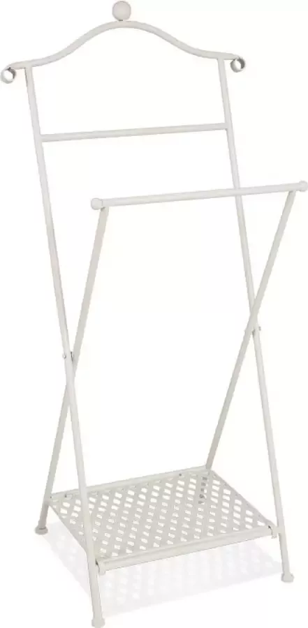 HakuShop Dressboy van staal Witte kledingstandaard Kledinghouder met onderblad Inklapbaar 46 x 33 x 98 cm