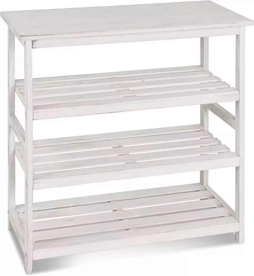 HakuShop Open kast Wit Hout Etagère 4 Laags Lichtgewicht etagere open wand kast 65 x 32 x 72cm