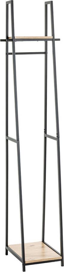 HK-Shop Garderobe – Zwart staal met eiken decor – 38x40x166 cm – Compact en duurzaam