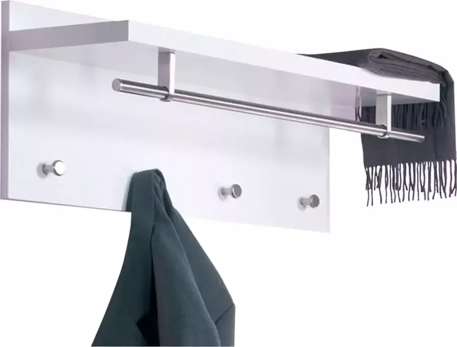 HK-Shop Kapstok – Wit MDF en roestvrij staal – Tijdloos en strak design