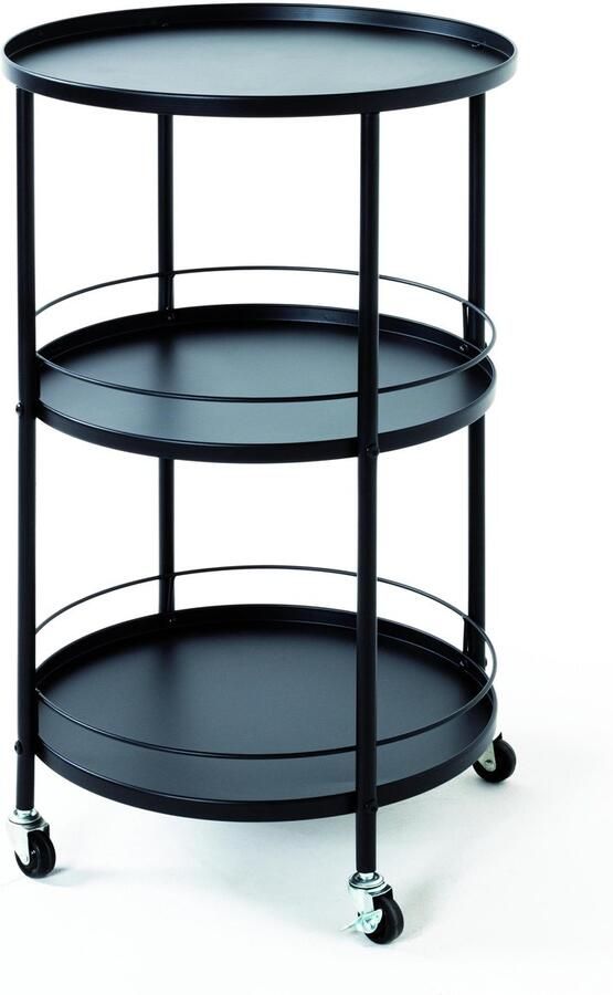 HakuShop Bijzettafel op wieltjes Industrieel look 45x45x75cm Zwart