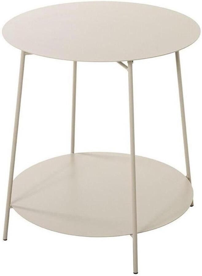 HK-Shop Tafel – Bijzettafel van gepoedercoat staal – Metalen planken in elegant kasjmiergrijs – Modern design – Hoogte en diameter 50 cm