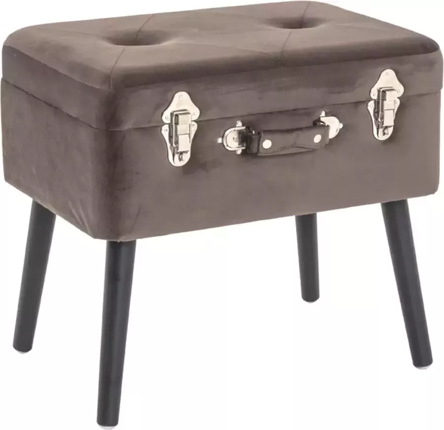 HakuShop Hocker MDF Opbergbank Fluwelen Stof Opbergkist Koffer op poten 51 x 37 x 47 cm