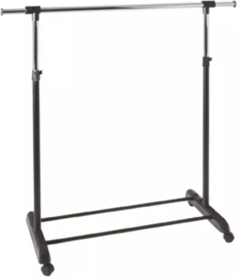 HK-Shop Kledingrek – Zwart staal met wieltjes – Uitschuifbaar ontwerp – 170 cm hoog 95 cm breed 44 cm diep