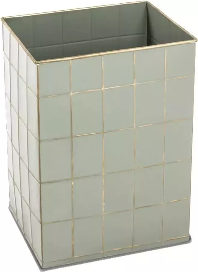 HakuShop Paraplubak Metalen Vintage Parapluhouder Groen grijs met brons afgelakte paraplustandaard 26 x 21 x 35 cm