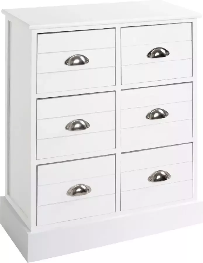 HK-Shop HakuShop Sidetable Wit MDF 6 laden Haltafel 60x30x75