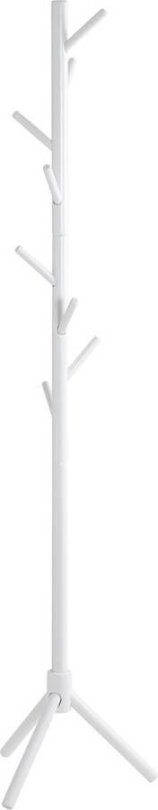 HK-Shop Kapstok – Wit gelakt massief hout – 8 metalen haken – Tijdloos staand design
