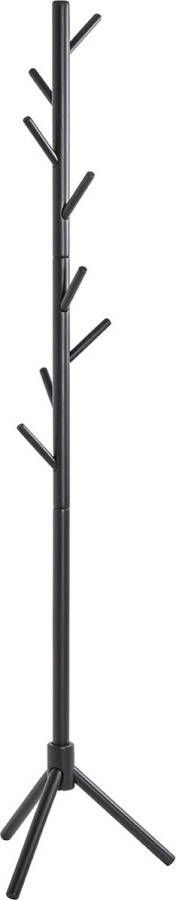 HK-Shop Staande kapstok – Zwart gelakt massief hout – 8 garderobehaken – Tijdloos klassiek design