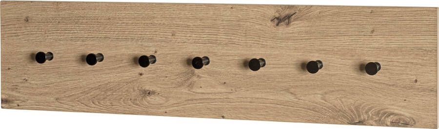 HK-Shop Wandkapstok – Licht eiken en zwart staal – 80x20x5 cm – Tijdloos en strak design