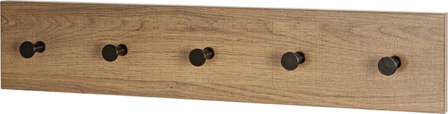 HK-Shop Wandkapstok – Warm eiken en zwart staal – 60x12x5 cm – Compact en natuurlijk design