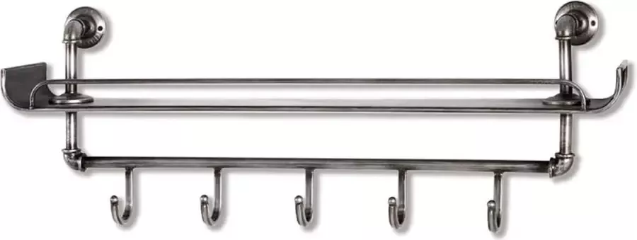 HK-Shop Wandkapstok – Antraciet metaal – Met legplank – 95x16x34 cm – Geschikt voor badkamer – Modern design