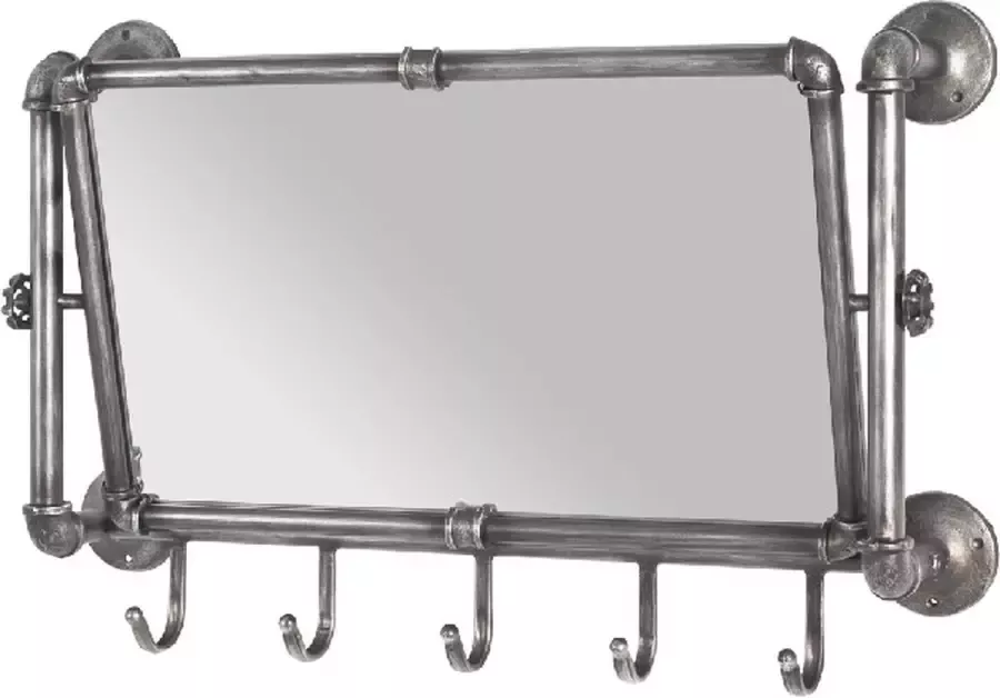 HK-Shop HakuShop Wandkapstok Antraciet Metaal Spiegel Kantelbaar 75x16x45