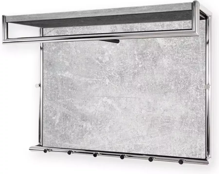 HK-Shop Wandkapstok – MDF betonlook – Met metalen stang en hoedenplank – 80x30x60 cm – Modern design
