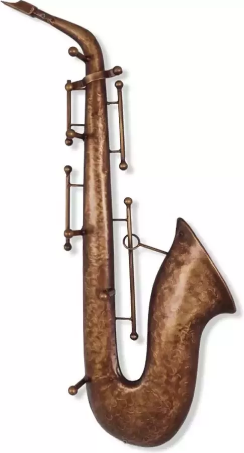 HK-Shop Wandkapstok – Bruin staal – Saxofoonvorm – Vintage look – 26x7x69 cm – Origineel designstuk