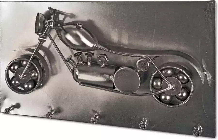 HakuShop Wandkapstok Chroom Staal 3D-optiek motorfiets Vernickeld staal 35x9x20