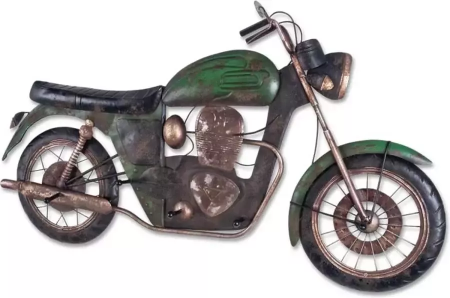 HakuShop Wandkapstok Groen Staal Groene motor Vintage 96x9x53