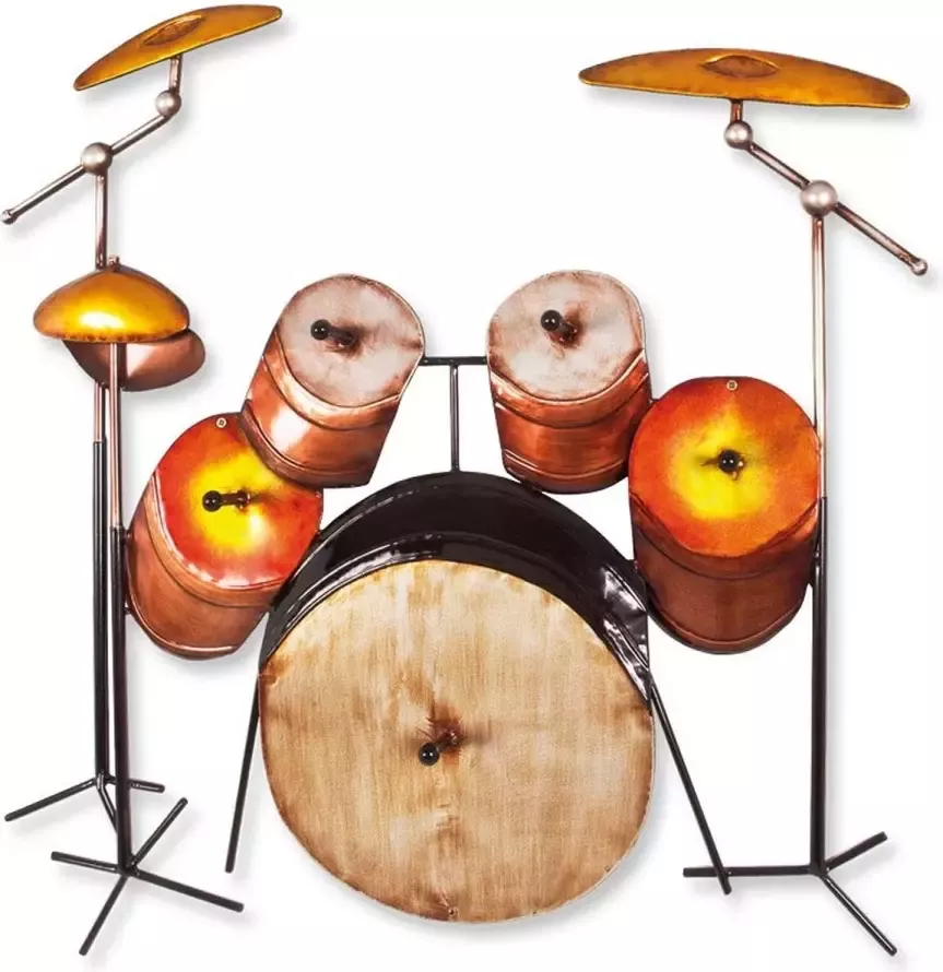 HakuShop Wandkapstok Kleurrijk Staal Drumstel Vintage 68x6x65