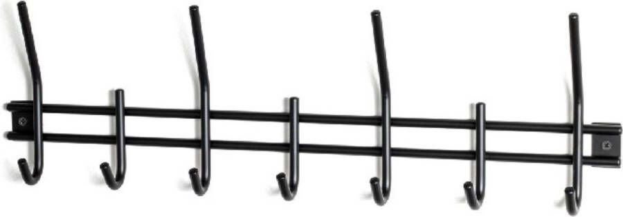 HK-Shop Wandkapstok – Zwart gepoedercoat rondstaal – 11 haken – 54x5x16 cm – Gemonteerd geleverd – Industrieel design