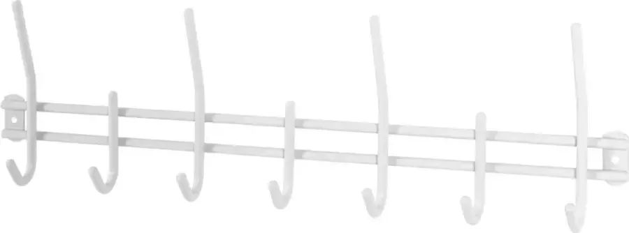HK-Shop Wandkapstok – Wit gelakt edelstaal – 11 haken – 54x5x16 cm – Gemonteerd geleverd