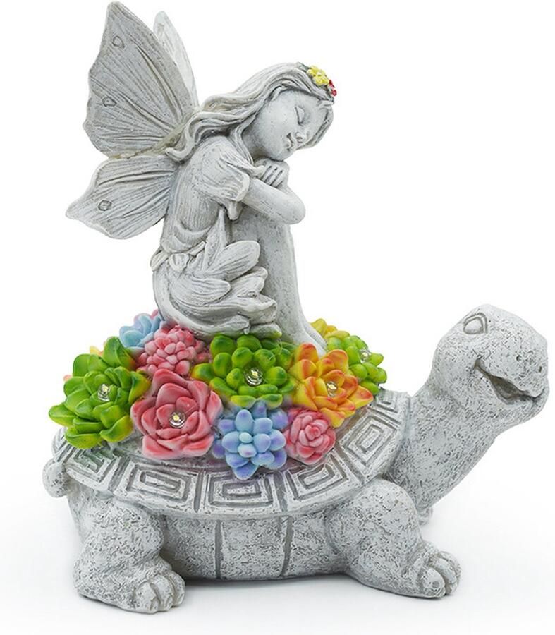 Haley family Solar Tuinverlichting op Zonneenergie – Led Buitenverlichting met Dag Nacht Sensor Solar Tafellamp Buitenlamp Tuinbeeld Verlichting voor Buiten Lantaarn Tuin- Waterdicht -Sfeerverlichting-Mooie engel en schildpad-Halloween decoratie