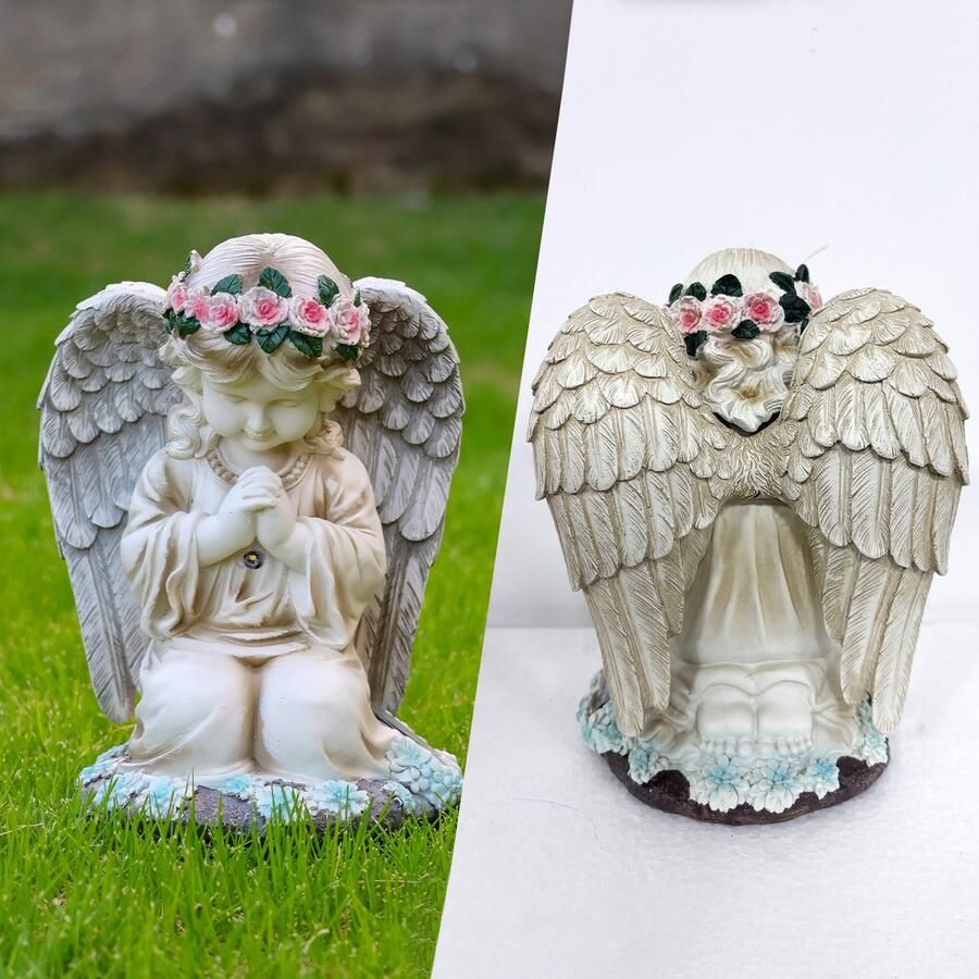 Haley family Solar Tuinverlichting op Zonneenergie – Led Buitenverlichting met Dag Nacht Sensor Solar Tafellamp Buitenlamp Tuinbeeld Verlichting voor Buiten Lantaarn Tuin- Waterdicht -Sfeerverlichting-Leuk boomhut-Halloween decoratie