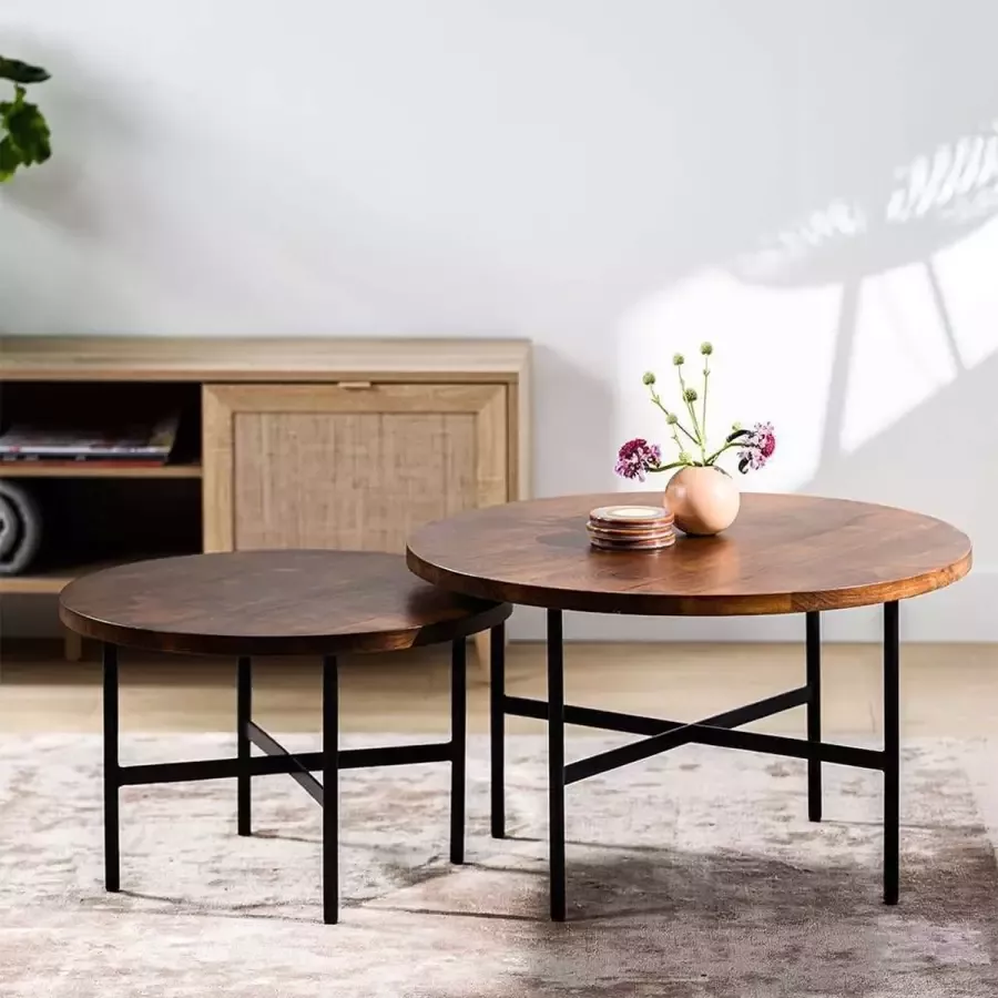 Haluta Acacia Salontafel Set van 2 Bruin