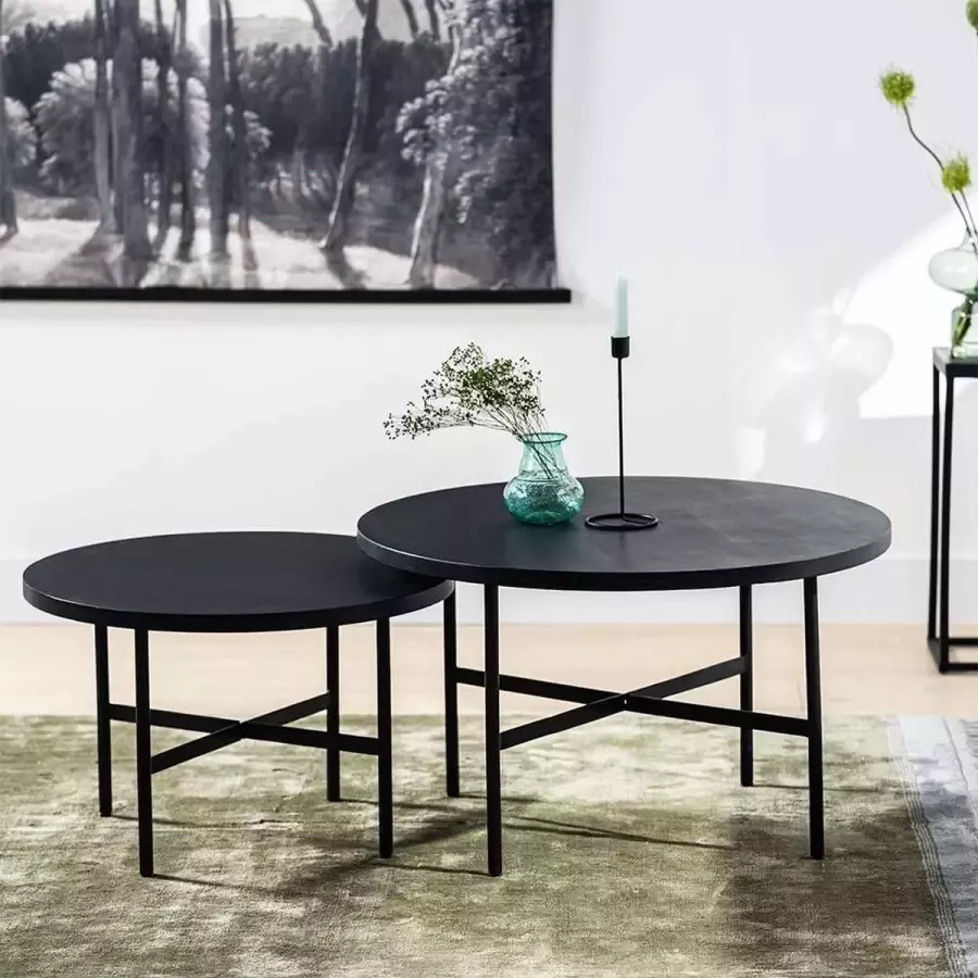 Haluta Acacia Salontafel Set van 2 Zwart