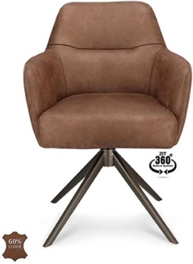 Haluta Draaibare Eetkamerstoel met arm Boris Bruin
