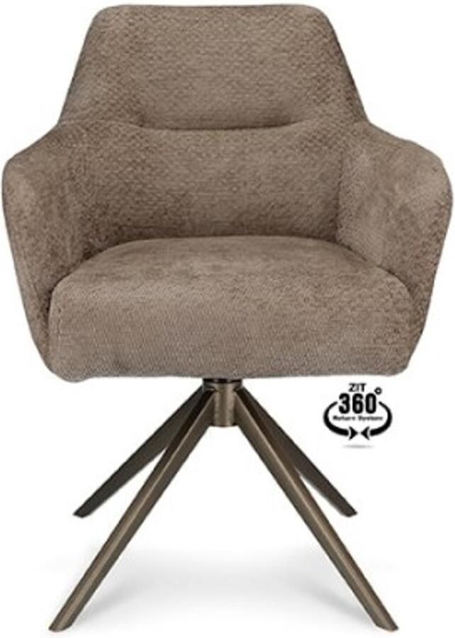 Haluta Draaibare Eetkamerstoel met arm Boris Taupe