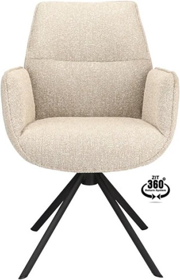 Haluta Draaibare Eetkamerstoel met arm Otis Beige
