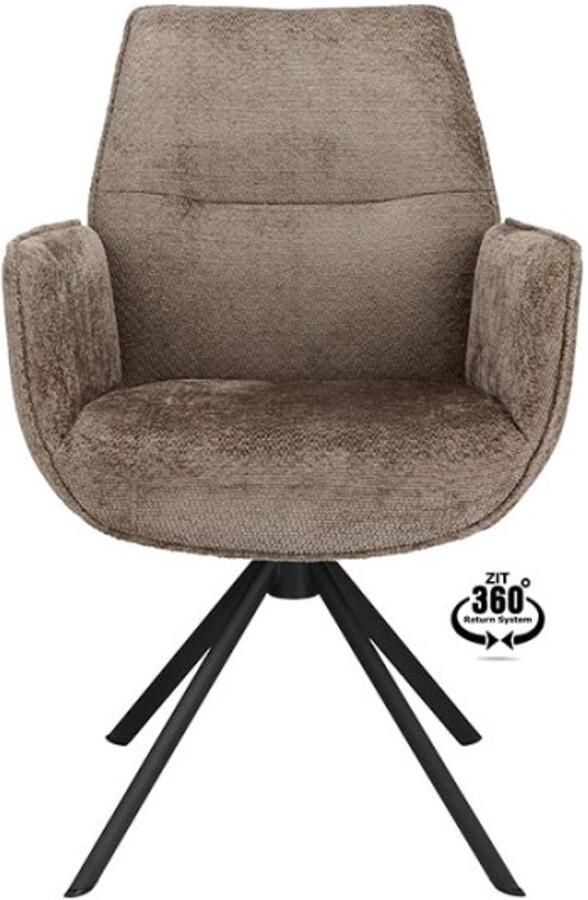 Haluta Draaibare Eetkamerstoel met arm Otis Taupe