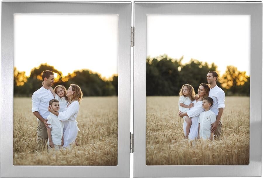 Hama Fotolijstje Fotolijst 10x15 cm voor 2 foto's om op te hangen en te plaatsen zilverkleur (1 stuk)