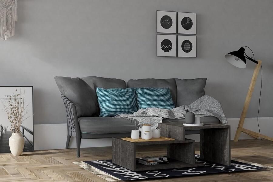 Hanah Home Antraciet Koffietafel 80x50x40cm Melamine