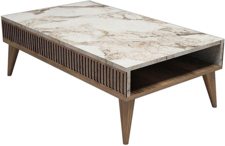 Hanah Home Houten salontafel Milan 105 x 60 x 34 cm Notelaar Zwart - Foto 2