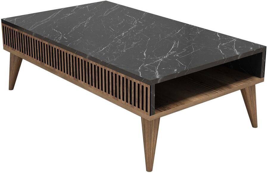 Hanah Home Houten salontafel Milan 105 x 60 x 34 cm Notelaar Zwart - Foto 3
