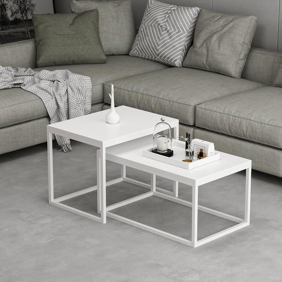 Hanah Home Stijlvolle Witte Salontafel 72x37x37cm