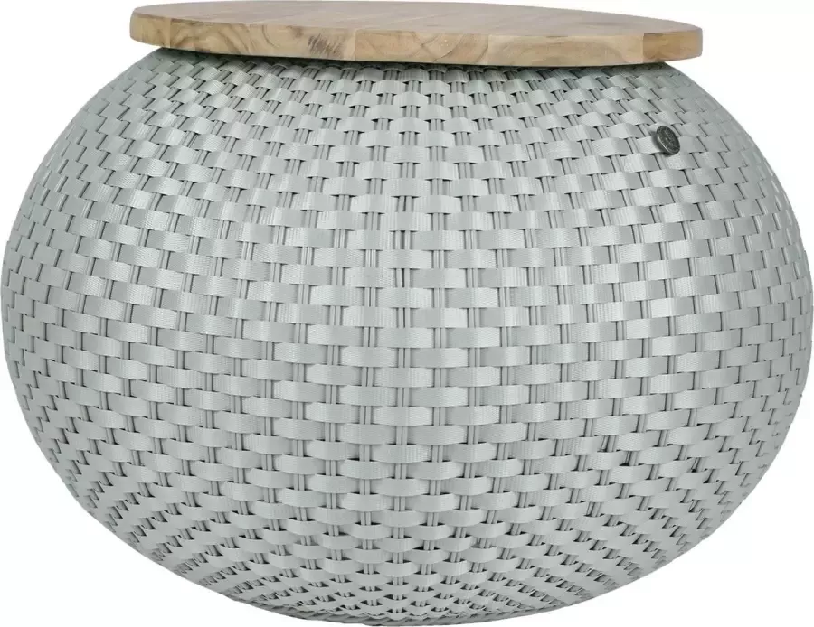 Handed By Poef Bijzettafel met opbergruimte Duurzaam handgevlochten tafeltje Sidetable Opberger Halo- lichtgroen eucalyptus