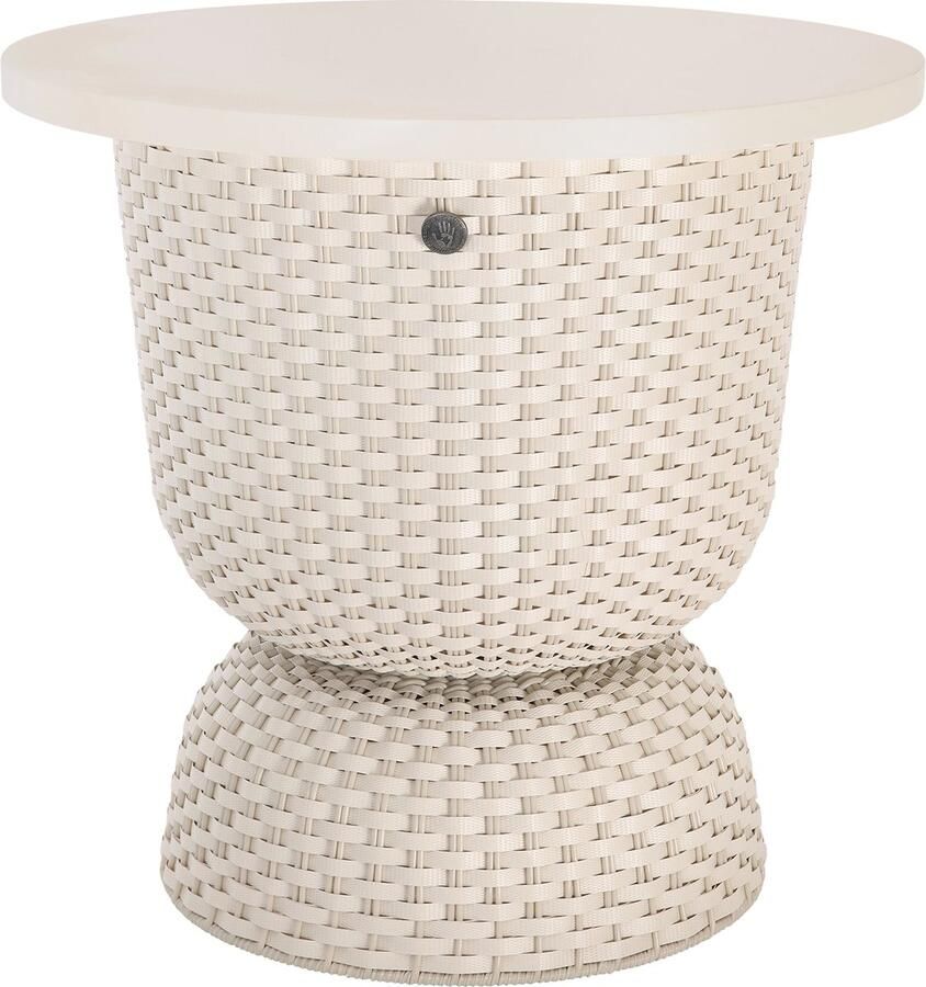 Handed By Bijzettafel Tafel Tafeltje Opbergen Decoratief Opbergmand Duurzaam Handgevlochten Twist Table Diabolo met deksel beige champagne