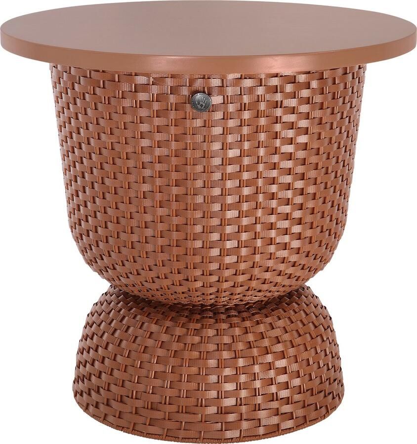 Handed By Bijzettafel Tafel Tafeltje Opbergen Decoratief Opbergmand Duurzaam Handgevlochten Twist Table Diabolo met deksel bruin sienna