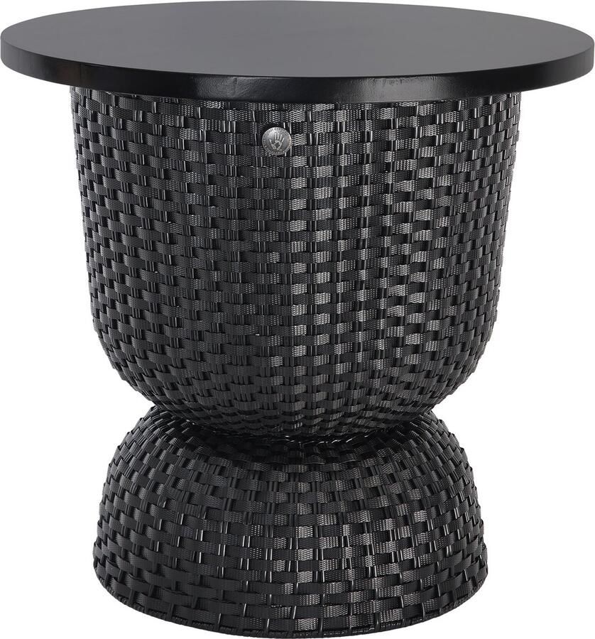 Handed By Bijzettafel Tafel Tafeltje Opbergen Decoratief Opbergmand Duurzaam Handgevlochten Twist Table Diabolo met deksel zwart black