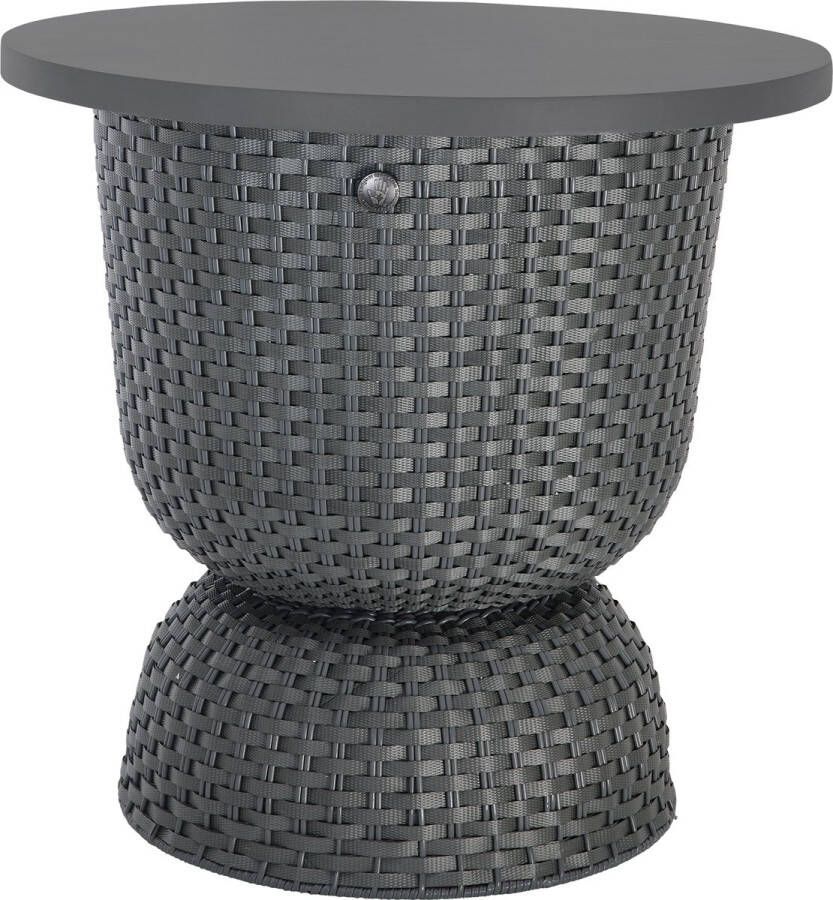 Handed By Bijzettafel Tafel Tafeltje Opbergen Decoratief Opbergmand Duurzaam Handgevlochten Twist Table Diabolo met deksel donkergrijs dark grey