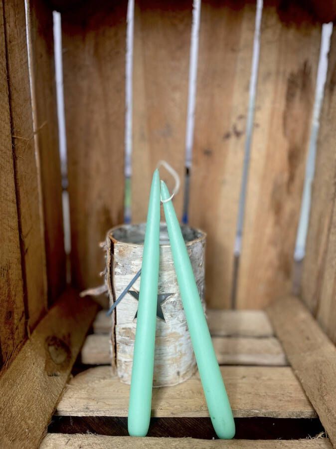 Handgemaakt 12x e KERSTKAARSEN voor de kerstdagen Lange Kaars Tafel Rustieke Kaars in Mintgroen Brandtijd tot 9 uur per kaars!