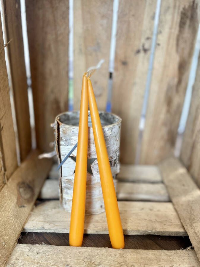 Handgemaakt 12x e KERSTKAARSEN voor de kerstdagen Lange Kaars Tafel Rustieke Kaars in Oranje Brandtijd tot 9 uur per kaars!